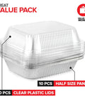 Stack of 10 Heavy Duty 9x13 Aluminum Baking Pan With Lids 10 Pack Built Tough Durable Rectangular Tray For Lasagna And More Clear Dome Cover Keeps Your Food Fresh