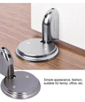 Get Your Door Locked Tight With This Sleek Push Type Door Stop Catch Made From Heavy Duty Zinc Alloy. Black Finish Fits Any Spot. Two Piece Design Holds Doors Wide Open So You Can Chill Without Nudging Walls Or Hurts Fingers And Keeps Your Space Safe.  Close-up of a black zinc door catch with round base, designed to hold doors open securely.