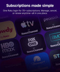 Subscriptions made simple for streaming apps; includes multiple logos on a platform for easy access to 70+ services.