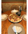 18 Inch Floral Epoxy Resin Lazy Susan With Turquoise Painted Wooden Base Farmhouse Serving Tray And Turntable For Dining Table