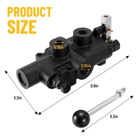One Spool 25 GPM Hydraulic Log Splitter Directional Control Valve 3625 PSI Half Inch NPTF Work Ports Loader Valve