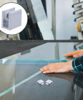 Hands on glass with inset of Four Pack Glass Clamp Wall Mount Brackets For 8 To 10 Mm Thick Shelves Zinc Alloy Shelf Clips