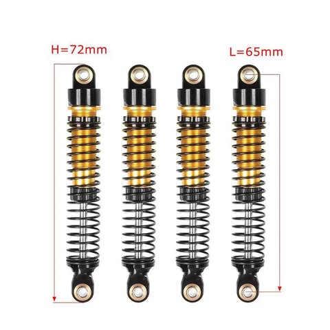 Beefy Aluminum Threaded Shock Absorbers Oil Dampers 4Pcs Set For 1/12 Mini Crawler And 1/18 RC Crawler Cars TRX4M TRX4MT Upgrade Parts In Gold 65mm