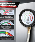 Exhaust Back Pressure Tester Kit With 6ft Stainless Steel Hose And Quick Connector For Diesel Trucks SUVs Vans Pro Grade Exhaust Back Pressure Gauge With M12 And M18 Adapters Easy One Hand Setup, psi/bar gauge