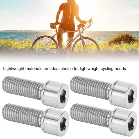 4 Pack M7x20mm Stem Bolts For Bike Handlebar, Alloy Stem Screws, lightweight bolts displayed with cyclist background