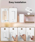 Remote Control Outlet Wall Switch With 200 Ft RF Range Plug And Play Wireless Power Switch For Lamps And Household Lights 15A 1875W High Power ETL Listed Detachable Dual Use Remote installation guide with hardware and dimensions
