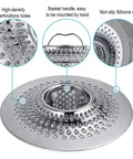 Stainless Steel Hair Catcher Drain Strainer For Tub Shower And Sink, Easy Install, Wide Mesh Trap Keeps Hair Debris Out