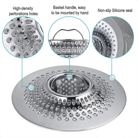 Stainless Steel Hair Catcher Drain Strainer For Tub Shower And Sink, Easy Install, Wide Mesh Trap Keeps Hair Debris Out