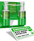 Two Pack Portable Eye Wash Station 17 Ounce Each Wall Mount First Aid Eyewash Kit OSHA Approved BPA Free Includes Empty Bottles and Mirror