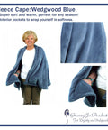 Cozy Wedgwood Blue Fleece Jacket For Women With Inside Pockets All Season Comfort And Go To Wardrobe Favorite Ultra Soft Warmth Easy Care Machine Wash Cold With Like Colors Everyday Wear Ready displayed on model