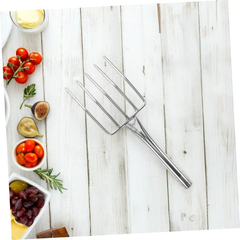 Stainless Steel Bean Sprout Fork Garden Trowel Small Digging Spade on wooden surface with vegetables around