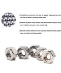 100 Pack 2-56 Coarse Thread Hex Lock Nuts Crafted From Premium 304 Stainless Steel displayed together, showcasing smooth surfaces and precision.