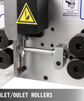 Uhrlghs Automatic Wire Stripping Machine Heavy Duty Aluminum Alloy Peeling Cutter showing inlet and outlet rollers for wire processing.