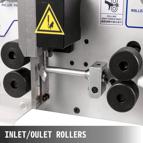 Uhrlghs Automatic Wire Stripping Machine Heavy Duty Aluminum Alloy Peeling Cutter showing inlet and outlet rollers for wire processing.