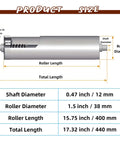 Diagram of Beefy Stainless Steel Conveyor Roller 1.5 Inch Diameter 16 Inch Length Heavy Duty Gravity Transmission Replacement
