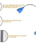 Blue Olivia Dimmable Clamp Desk Lamp With Adjustable Color Temperature From Warm White To Cool White Easy Tap Power Button On Off