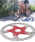 Heavy Duty Mountain Bike Brake Pads 203mm Disc Pads Built With A Sick Five Nail Layout For Fire Stopping Power And Smooth Hydraulic Or Mechanical Setup For Trail Shredding Bold Red on bike trail and disc pad close-up.