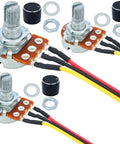 Three Pack 10K Ohm Linear Potentiometer Kit With WH148 3 Pin Variable Resistor, XH2.54 Connector Wires, 200Mm Lead, Knob Caps