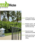 Heavy Duty 34 Inch Deck Shepherd Hook For Vertical Spindled Railings Hangs Bird Feeders And Flower Baskets Rock Solid Steel Hanger with bird feeder.