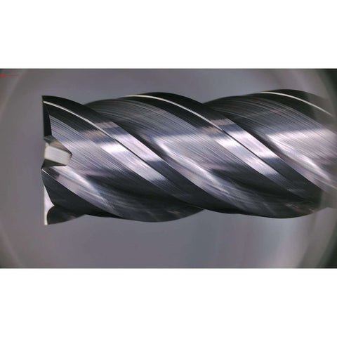 Carbide square-end milling cutter, 1/4 in shank, 4-flute design.