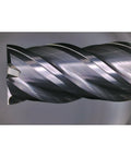 Close-up of Extra Long Carbide Square End Mill 4 Flute 3/8 Inch Shank Built To Cut Alloy Steels Cast Iron and Hardened Steel MAH Coating
