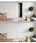 Living room with a partially open door showing six piece 4 inch lift off flag hinges kit with screws for cabinets courtyard gates and windows