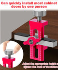 Portable Aluminum Alloy Cabinet Door Positioner Tool For A No Brainer Easy And Precise Installation And Time Saving Performance shown in use