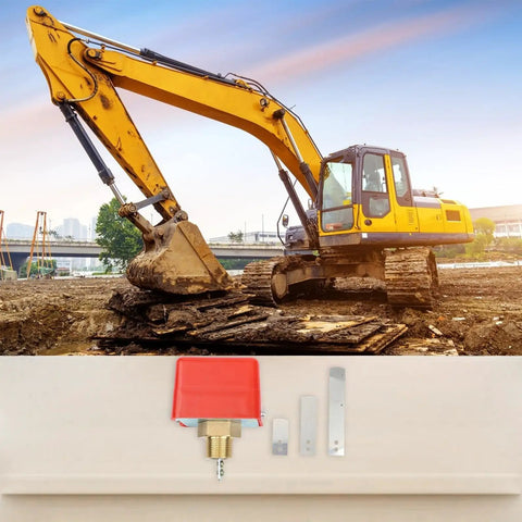 Heavy Duty Paddle Flow Switch Sensor For Water Quality Monitoring In Industrial Settings Built Tough With Rainproof ABS Housing And Precise Flow Detection To Keep Water Oil Flow Under Control. excavator site and ABS sensor