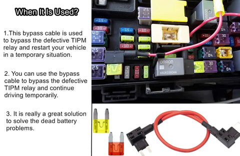 Fuel Pump Bypass Cable For Dodge Ram 1500 2500 3500 Jeep Chrysler VW 2007-2016, TIPM relay bypass with 20 amp fuse adapter
