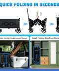 Heavy Duty Collapsible Wagon Cart Workhorse Foldable With Wheels 360 Lb Capacity Portable Folding Utility Shopping Cart storage