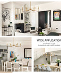 Six Light Modern Brushed Brass Chandelier 26 Inch Hanging Ceiling Light Fixture in stylish living room.