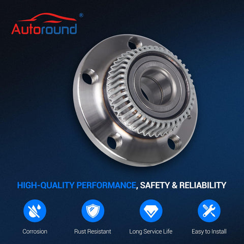 Audi Rear Wheel Bearing And Hub Assembly Set Of 2 With ABS 5 Lug Ready To Roll Replacement Fits TT 2000-2006, close-up view
