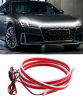 Dynamic Car Hood Light Strip For Cars And Trucks, Waterproof Exterior LED Light Bar shown on black car, 59-79 inch flexible