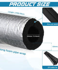 Eight Three Foot Pipe Insulation Foam Tubes With Self Adhesive Foam Wrap Includes A Roll Aluminum Foil Tape And 25 Cable Ties For Outdoor Winter Irrigation Spigot And Sprinkler Protection No Fuss Inner Diameter Three Quarter Inch; foam tube, pre-cut seam, cable ties.