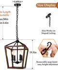 Farmhouse Style Chandelier Light Fixture For Kitchen And Dining Room With Barn Chic Vibe, A 4 Light Rustic Pendant With Height Adjustable Chain