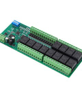 12 Channel Relay Module With Protection And Optically Isolated Inputs, Hardware Reset, 12 Relay Outputs, Safe Operation, green PCB