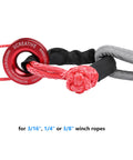 Red Recovery Ring And 2 Red Soft Shackles Kit For Synthetic Winch Rope One Half Inch By Twenty Two Inch Off Road Recovery