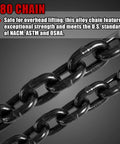 Heavy Duty Double Leg Chain Sling With Grab Hooks, 5 Foot Length And Five Sixteenth Inch Chain, Lifting Up To Three Tons, G80 Alloy Steel