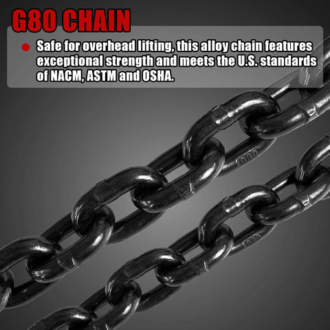 Heavy Duty Double Leg Chain Sling With Grab Hooks, 5 Foot Length And Five Sixteenth Inch Chain, Lifting Up To Three Tons, G80 Alloy Steel