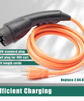 120V Three Pin Golf Cart Charging Power Cord Replacement Tailored Fit For Evolution Icon EV Fleet No Fuss Wall Setup Smooth Operator Charging with orange cord and standard plug.