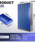 Beefy Heavy Duty 100 Drawer Nut And Bolt Organizer Cabinet With Dividers And Labels, 26 Inch By 9 Inch By 46 Inch Steel Frame Tool Cabinet