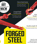 Heavy Duty Ratcheting Chain Binders Set For Secure Tie Downs Three Eighths Inch Chain Up To Nine Thousand Two Hundred Pounds Working Load Limit Grade 70 Compatible With Three Eighths Inch Chain Pack Of Two with features and specifications highlighted on image.