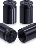 Bullet Shell Tire Valve Stem Caps Set In Aluminum Alloy, Lightweight, Corrosion Resistant Dustproof Air Valve Covers, Black, 4-pack