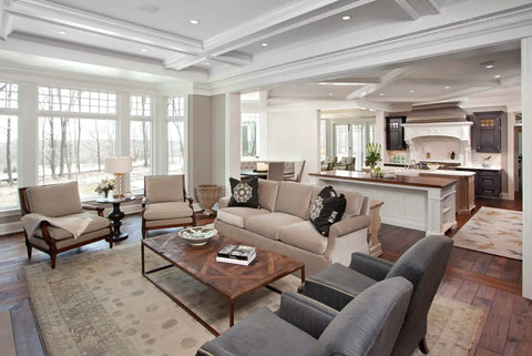 Living room with 12 Pack 4 Inch Classic White Recessed Light Trim With Metal Step Baffle Ring For Halo Juno Remodel Housings