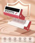 Heavy Duty 10 Port Power Strip With Smart Digital Display And A Rock Solid 5 Ft Extension showing AC plugs and USB ports.