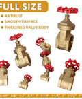 Heavy Duty Brass Gate Valve With Dead Nuts Shutoff And Knockout Full Bore Flow Featuring 1-1/2 Inch Precision Npt Threads arranged in various sizes.