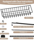 Eight Tier Pantry Door Organizer In Black Super Sturdy Over The Door Storage Bins parts including baskets, brackets, screws, and nuts.