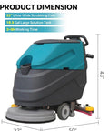 Cordless Walk-Behind Commercial Floor Scrubber Pro with 22 inch scrubbing width and 33 inch squeegee suction, 18.5 gallon tank.