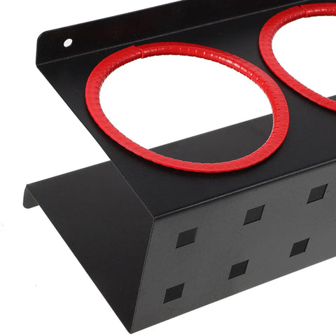 Wall Mounted Spray Bottle Holder And Storage Organizer Rack For Garage Car Wash Home Cleaners Built Tough Black Iron Frame with red rings