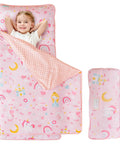 Pink Princess Toddler Nap Mat For Preschool Girls With Removable Blanket And Pillow Unicorn Castle Pattern Slumber Bag For Daycare And Kindergarten Nap Time Movable Bed